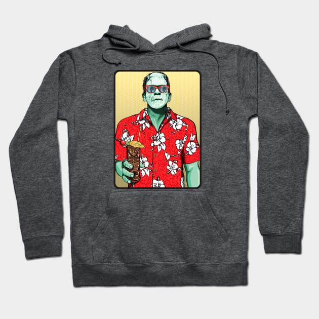 Tiki Frankenstein w/ thatch background Hoodie by FanboyMuseum